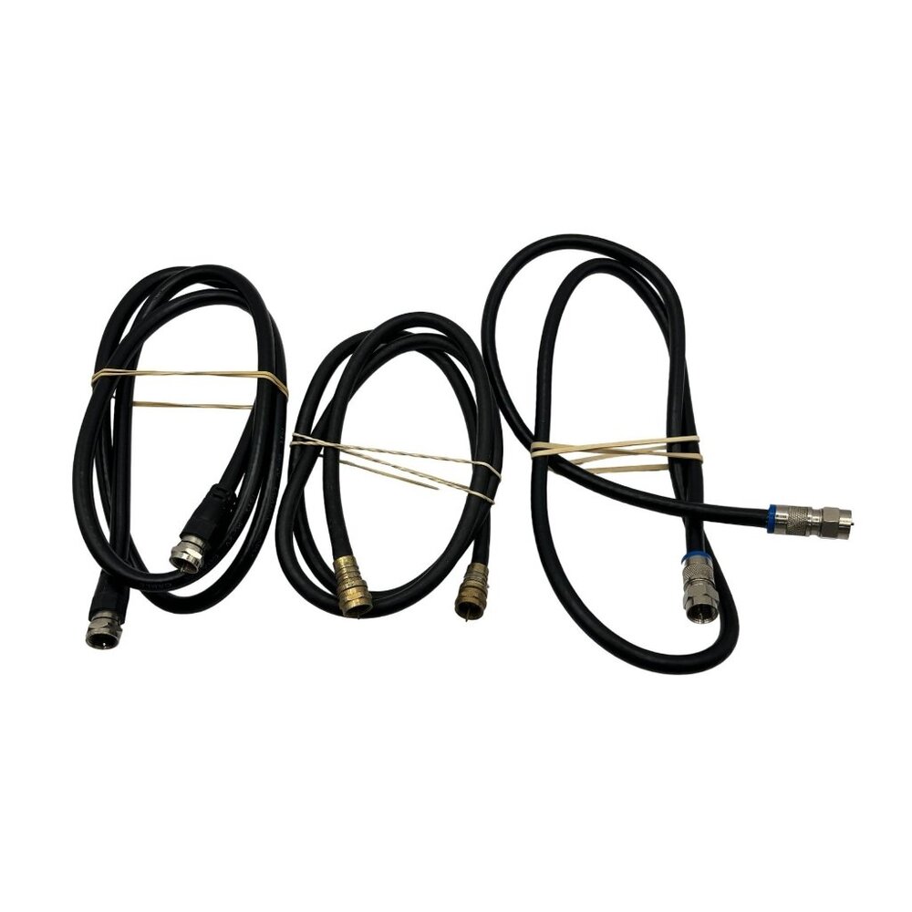 3-Pack Black Coaxial Cables W/ Connectors - Essential For TV Internet & More 48b